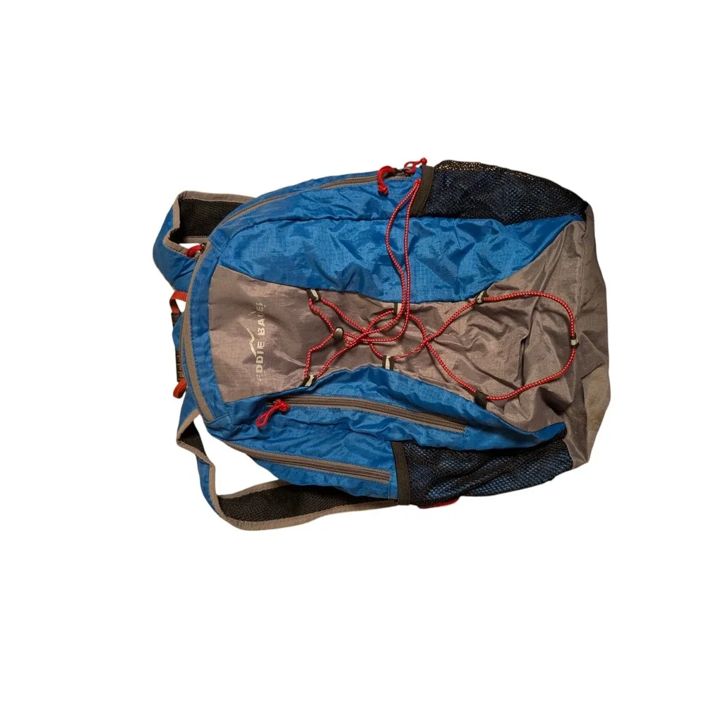 Eddie Bauer Packable Backpack Blue Grey Ripstop Stowaway Daypack SPR